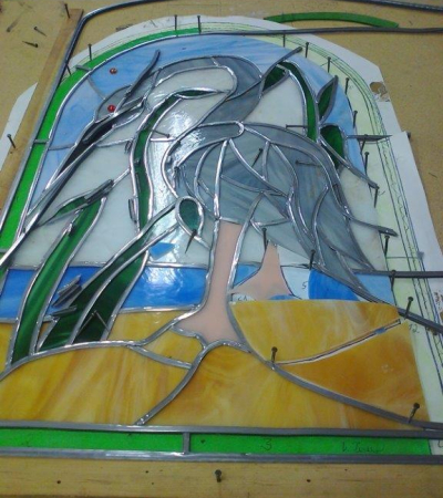 Kranich Glasornament - in Arbeit